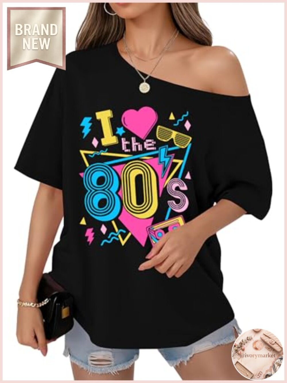 80s Off Shoulder Top Retro Disco Theme Party Shirt